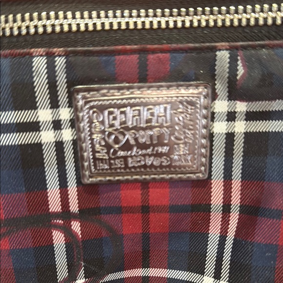 Coach Red Poppy Tartan Plaid Hand Bag - Picture 3 of 7